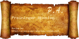 Preininger Absolon névjegykártya